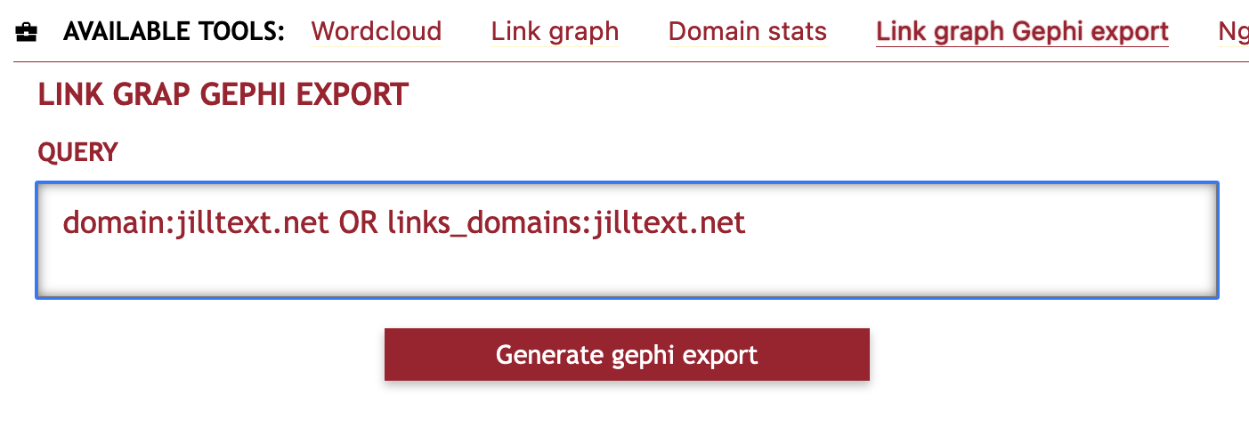 Link graph Gephi Export